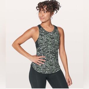 •LULULEMON• Sculpt Tank II Liquid Platinum Alpine White Multi / Black Size 10